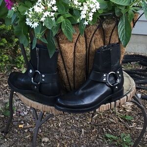 FRYE Kristen Harness Short Boot Black Italian Leather Riding Equestrian NWOT